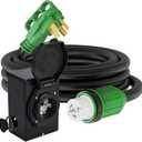 RVGUARD Emergency Power Combo Kit, 15 Foot 50 Amp Generator Cord and Power Inlet Box, NEMA 14-50P to SS2-50R Generator Cord with NEMA SS2-50P Pre-Drilled Generator Inlet Box, ETL Listed