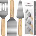 3 Pieces Stainless Steel Spatula Set,Metal Spatula for Cast Iron Skillet,Metal Spatula for Cooking with Wooden Handle,Metal Spatulas for kitchen use for Pancakes,Frying steak,Burger and Desserts