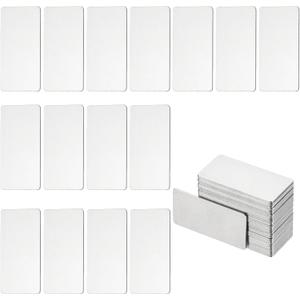 PATIKIL 36Pcs Metal Stamping Blanks, 1.97 x 0.98" Rectangle Stamping Tags Blanks Plate Stainless Steel DIY Name Tags for Laser Engraving Name ID, Silver
