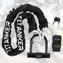 Titanker Motorcycle Chain Lock, Heavy Duty Bike Chain Lock with 2 Keys, Bike Locks with 14mm Thick U Lock for Bicycles, Motorbikes, Mopeds, Scooters (3FT,4FT)(6mm Chain,12mm Chain)