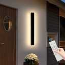 Mikeru 31.4inch Long LED Wall Light Fixtures, 10%-100% Dimmable Black Exterior Wall Sconces, 3000k-6000k Acrylic Invisible Exterior Wall Light for Porch Modern Outdoor Wall Mount Lighting