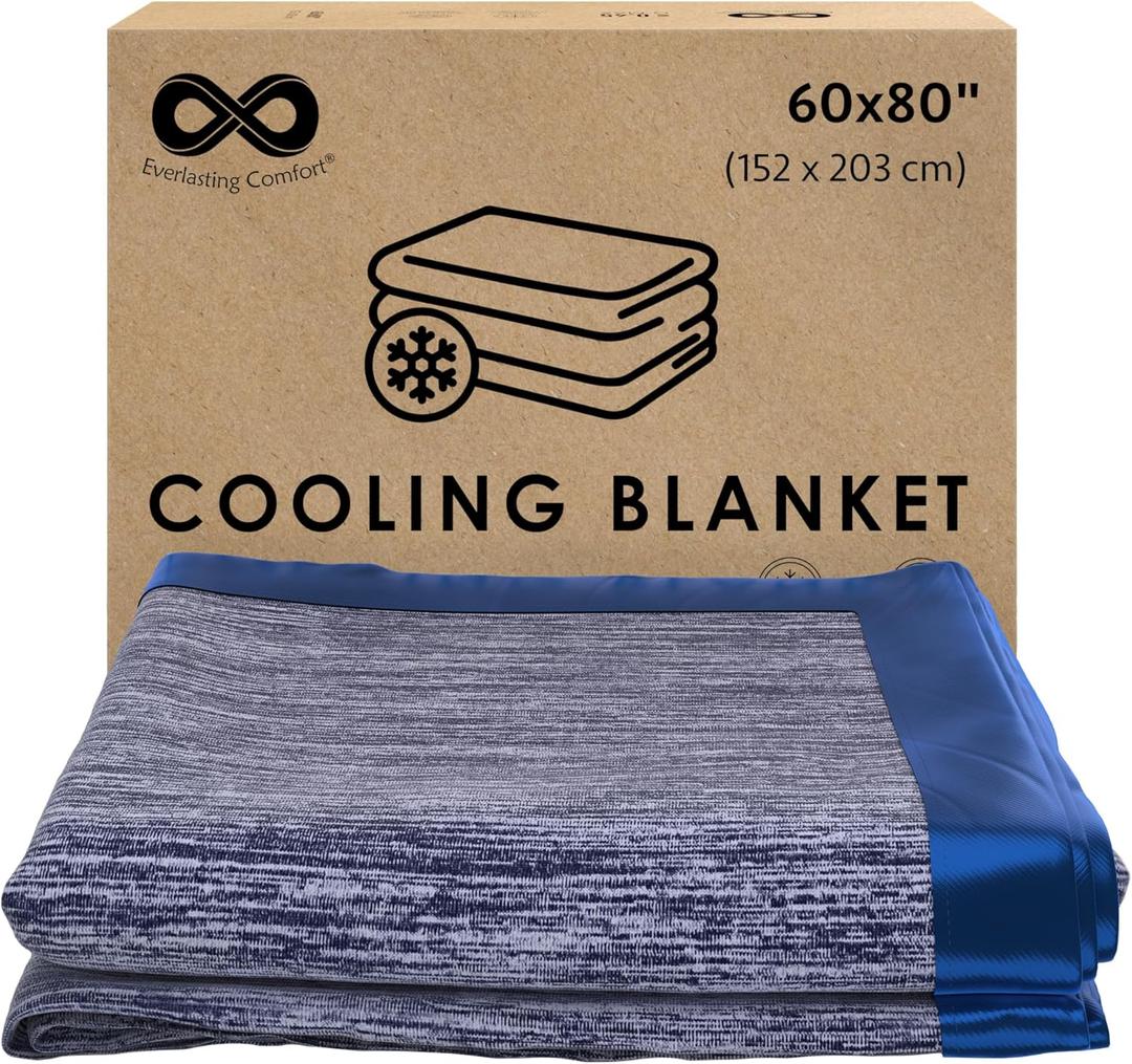 Everlasting Comfort Cooling Blanket for Hot Sleepers - (60"x80") - Dual-Sided Cold Blanket for Sleeping in Summer - Lightweight for Sleeping & Night Sweats