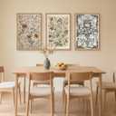 Large Abstract Vintage Flower Framed Canvas Wall Art,Antique Botanical Wall Decor,Neutral Bouquet Wall Painting,Aesthetic Floral Artwork for Living Room,Bedroom,Dining Room,Office -16"x24"x3