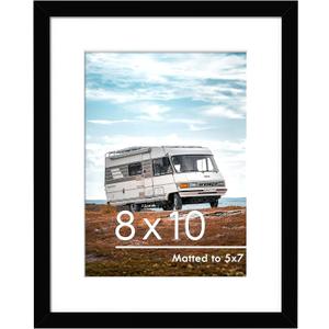 PEALSN 8x10 Picture Frame, Display Pictures 5 x 7 with Mat or 8 x 10 Without Mat for Wall Mounting Display, Photo Frames, Black