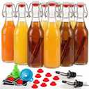 Jucoan 10 Pack 8 oz Swing Top Glass Bottles with Stoppers, Flip Top Glass Bottles Hot Sauce Bottles for Vanilla Extract, Syrup, Limoncello, Flavored Oils, Coquito