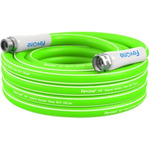 Fevone Kink Free Garden Hose 25 ft, All Weather Flexible, Heavy-Duty & Durable, Leak-Free Connection (Green)