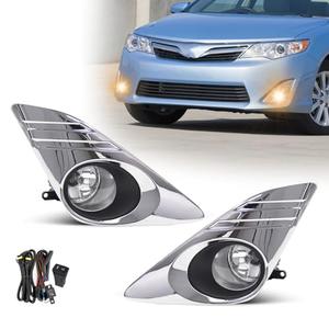 Fog Lights for 2012 2013 2014 Toyota Camry Assembly Replacement Kit with Wiring And Switch H11 12V 55W Halogen Bulbs(Chrome cover)