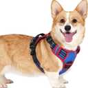 rabbitgoo Dog Harness Small Sized, No Pull Easy On & Off with 3 Buckles Pet Harness, Adjustable Soft Walking Vest with 2 Clips and Handle, Reflective for Small Dogs, Royal Blue & Red, S