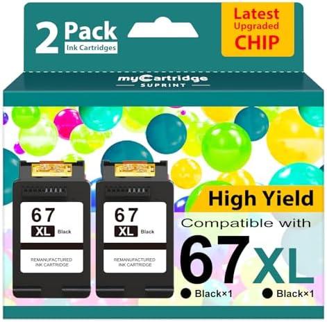 67XL Black Ink Cartridge for HP Ink 67 Replacement HP 67 Black Ink Cartridge HP67 HP67XL Envy 6055e 6000 6455e 6400 6458e DeskJet 2755e 2700 2700e 2752e 2734e 4155e 4100e Printer Ink HP 67 XL 1PACK