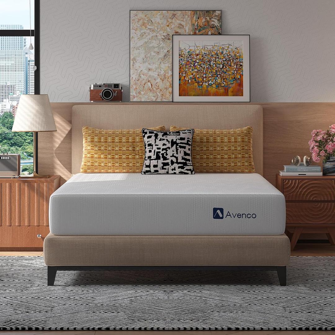 Avenco 12 Inch Full Size Gel Memory Foam Mattress, Cooling Breathable Open-Cell Foam, Pressure Relief & Spine Support, Removable Washable Cover, CertiPUR-US Certified, Mattress in Box for Cool Sleep