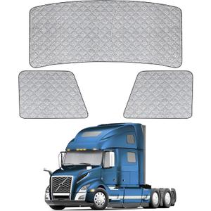 6 Layers Semi Truck Window Shades Custom Fit Volvo VN VNL 2002-2025 & Volvo VNR VAH VNX 2020-2025, 3 Set Front Windshield and Side Windows Foldable Sun Protector Privacy Cover