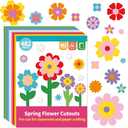 482 PCS DIY Flower Paper Cutouts Colorful Flower Shape Cut Outs 2-Sided Card Stock Punch Out Flowers Die Cuts with Glue Points for Kids Spring DIY Crafts Pre-Cut Classroom Bulletin Board Decoration