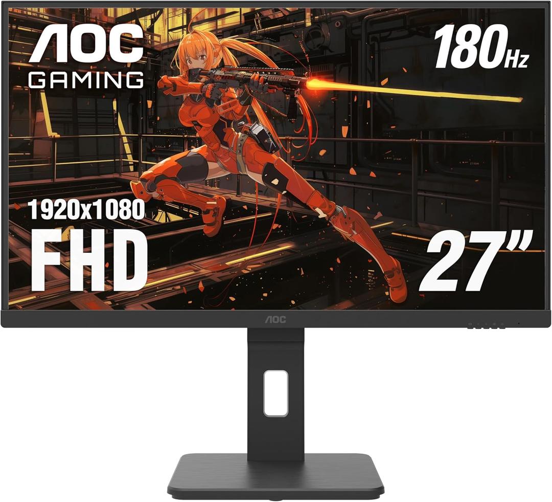 AOC 27G15 27 inch Gaming Monitor, Full HD 1920x1080, 180Hz 1ms, 1x HDMI 2.0, 1x Display Port, AMD FreeSync, HDR10, Pivot & Height Adjustable, Console Gaming Ready, 3-Year Zero-Bright-Dot