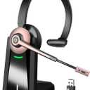 Wiressless Headset with Mic for Work, Bluetooth Headset with Noise Cancelling Microphone, On Ear Wireless Headphones with USB Dongle & Charging Base & Mute Function for Work from Home Computer Office