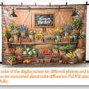 7x5ft Fabric Farmers Market Backdrop Fresh Vegetables Flowers Wooden Barn Spring Photography Background Baby Shower Birthday Party Decorations Photo Banner Props