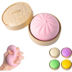Dumpling Squishy, Mystery Squishy Dumpling Box, Fidget Toys Adults & Teens, Easter Basket Stuffers, Stocking Stuffers, Sensory Stress Ball Squeeze Toys for Stress Relief (Pink)