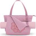 Gonex Yoga Mat Bag, Yoga Gym Bag Tote Bag with Multi Pockets For Women Men, Canvas Yoga Mat Carrier Take in Out Mat Easily For Pilates Travel Workout Office (L (15.5*5.5*14.5inch), Pink)