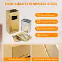 BEAMNOVA Gold Trash Can with Lid, Metal 12.2 * 9.8 * 24 in Waste Container