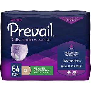 Prevail Proven | X-Large Pull-Up | Womens Incontinence Protective Underwear | Maximum Absorbency | 64 Count
