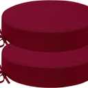 HARBOREST Outdoor Bistro Chair Cushions Set of 2, Waterproof Round Outdoor Cushions with Non-Slip Ties and Removable Covers, 15" D x 3" H, Burgundy