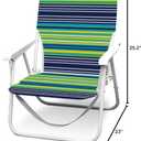 Caribbean Joe Folding Beach Chair, 1 Position Lightweight and Portable Foldable Outdoor Camping Chair with Carry Strap, Blue and Lime Stripe, 22" x 16.5" x 25.2"