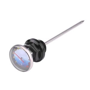 Motorcycle Oil Dipstick, Keenso Aluminum Alloy Oil Level Gauge Dip Stick Temperature with Thermometer for Motorbike (Black)