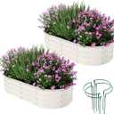 ZFHgarden Galvanized Metal Planter Raised Garden Bed Kit for Gardening Outdoor4x2x1ft 2 Planter Grow Garden Box Raised Flower BedLong Vegetable Clearance Herb Raised Garden Beds for Gardening White