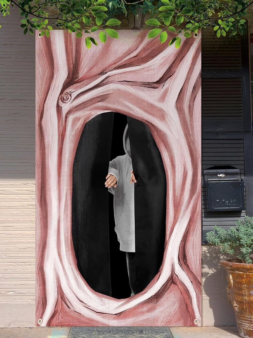 Preboun Wonderland Tea Party Decoration Rabbit Hole Decorations Fairy Tea Party Backdrops Fairy Tale Photo Backdrop Photo Door Banner for Wonderland Birthday Supply