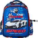 KidsPUNK Boys Backpack Cute Cool Race Car Backpack for Boys Kids Kawaii Backpack for Preschool Elementary Kindergarten,Blue Color.Large Capacity.16 Inch