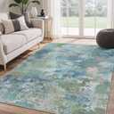 BEIMO Area Rugs 4x6 for Living Room Bedroom, Modern Abstract Machine Washable Rug, Large Soft Low Pile Floor Carpet with Non Slip Backing for Dining Room, Blue Green