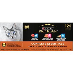 Purina Pro Plan Wet Cat Food in Gravy, Seafood Variety Pack, (2x12) 3 oz (EXP 03/01/28)
