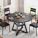 Jocoevol Round Dining Table for 4,Kitchen Dining Room Circle Dinner Pedestal Table,Space Saving Wood Kitchen & Dining Room Furniture (Black, 46In)