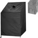 Stacking Chair Cover, 420D Patio Chair Cover, Outdoor Patio Furniture Covers for Stacked Chairs, Outdoor Lawn Dining Chair Covers 1 Pack (28" W x 28" D x 49" H) (Black)