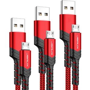 JSAUX Micro USB Charger Cable, (3-Pack 3.3ft+6.6ft+10ft) for Android Charger Micro USB to USB A Nylon Braided Cord Compatible with Samsung Galaxy S6 S7 Edge Note 5, Kindle and More-Red