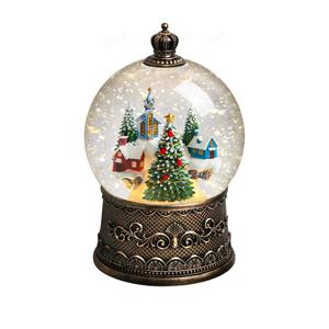 Christmas Snow Globes Village Snow Globe Lantern, Lighted Christmas Decorations Indoor for Home with Music Timer Glitter, Mountain Church, Musical Festival Gifts, USB & Battery Operated