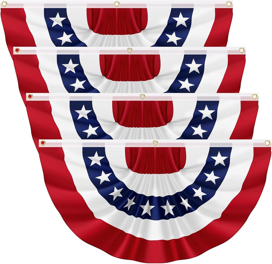 4Pack 2X4FT American Pleated Fan Flag, USA Patriotic Half Fan Bunting Flag, 4th of July Decorations Flags, Red White and Blue Independence Day Decor Indoor Outdoor 4Pack 2X4FT American Pleated Fan Flag, USA Patriotic Half Fan Bunting Flag, 4th of July Decorations Flags, Red White and Blue Independence Day Decor Indoor Outdoor