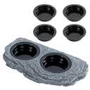 Wacool Magnetic Gecko Ledge - Double Bowl Reptile Feeding Tray with 6 Feeding Cups for Geckos, Lizards, Chameleons and Reptile Pets