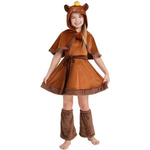 Capybara Kids Costume Set, Halloween Costume 3-Piece Outfit Cute Animal Dress-Up for Parties, and Playtime (Large, Brown)