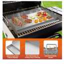 Skyflame 25"x16" Stainless Steel Griddle Plate for BBQ, Hibachi, Flat Top Grill with Even Heating, Grease Groove, Foldable Handles, Ideal for Charcoal/Gas Grills, Camping, Tailgating, Outdoor Cooking