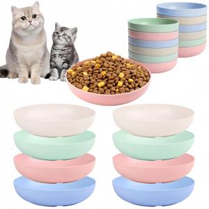 [12 Pack] Cat Dishes Whisker Friendly, Shallow Wide Pet Food and Water Bowl, 5.5 Inch Cat Food Dish, Friendly Wet Feeding Bowl, Durable Wheat Straw Pet Bowls, Pet Plate for Kittens (Indoor/Outdoor) (Multicolour)