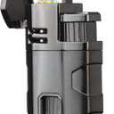 PROMISE Torch Lighter Triple Jet Flame Refillable Butane Windproof Lighter- Butane Not Included (Black)