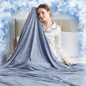 CHOSHOME Cooling Blanket Queen, Double Sided Cooling Blanket for Hot Sleepers, Arc-Chill Q-Max>0.5 Lightweight Breathable Summer Cold Blankets forCouch, Bed, Sofa, Camping, 90" x 90", Blue
