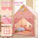 Kids Tent for Grils Indoor: with Mat, Star Lights - Pink Play Tents for Kids Indoor Playhouse - Princess Tent for Playroom Gift for Girls Birthday (Pink W/Cloth)