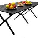 Portable Low Alluminum Roll Up Travel Folding Table for Beach, Camping, & Picnic – Compact, Lightweight, Multi-Purpose for Indoor & Outdoor Use (Black)