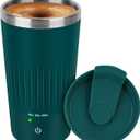 Self Stirring Coffee Mug - Rechargeable Stainless Steel Auto Self Mixing Cup with Lid, 400ml/13.5oz Coffee Travel Mugs To Stir Coffee, Mixed Milk, Tea for Women Men Office Car Use (Dark Green)