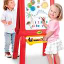 Crayola Creative Fun Double Easel for Kids – Foldable 2-Sided Art Station with Magnetic Dry-Erase Board, Chalkboard & Supply Tray – Includes 77 Magnetic Letters, Chalk & Paint Cups, 23.9 x 20.7 x 42.4 inch