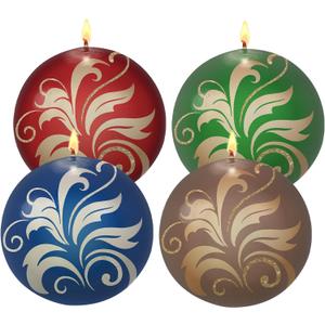 2 x Lounsweer 4 Pcs Ball Candles 3 Inch Round Candles Glitter Swirl Novelty Pattern Unscented Decorative Sphere Candle for Weddings, Home Party Holiday Decoration, Housewarming Gifts