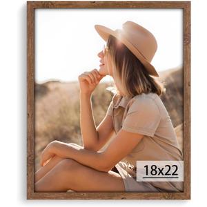 Light Walnut 18x22 - Single Frame - Rustic Woodgrain 18 x 22 Poster Frame with Plexiglass for Wall Gallery Display, 18x22 Picture Frame for Puzzles, Artwork, Photos and Posters - Ideal Christmas Day