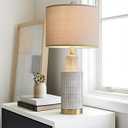 25" Modern 3-Way Dimmable Touch Control with USB A+C Ceramic Lamps S Table Lamp for Living Room Bedroom Farmhouse Nightstand Bedside Lamps (White-Washed)