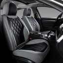 FLORICH Front Seat Covers, Leather Car Seat Protector, Waterproof Seat Covers for Cars, Black Seat Covers Universal Fit for Cars, Trucks, SUVs - Gray&Black